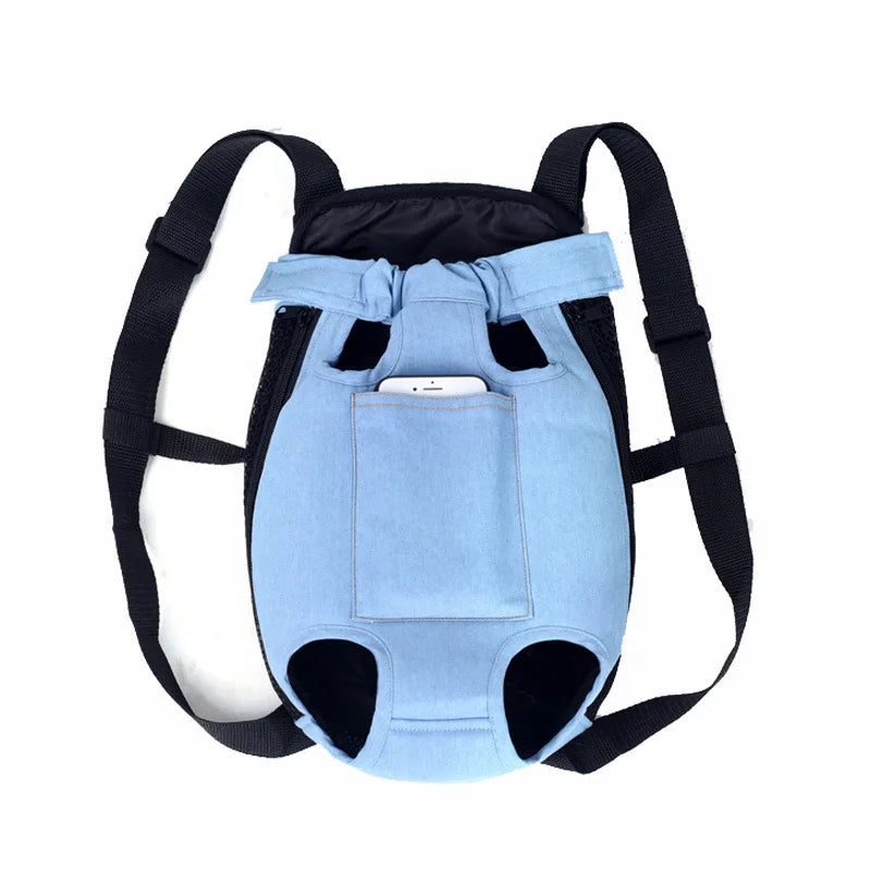 Denim Pet Dog Backpack Outdoor Bags