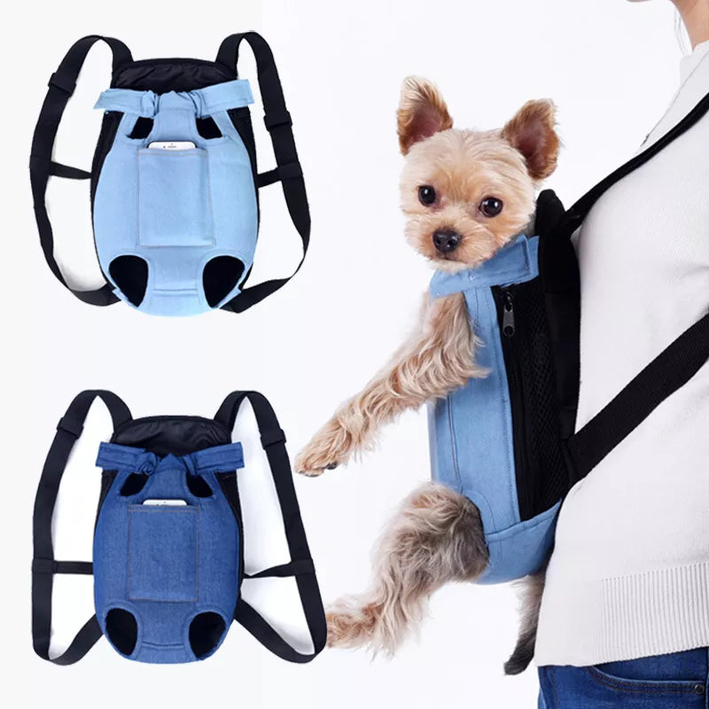 Denim Pet Dog Backpack Outdoor Bags