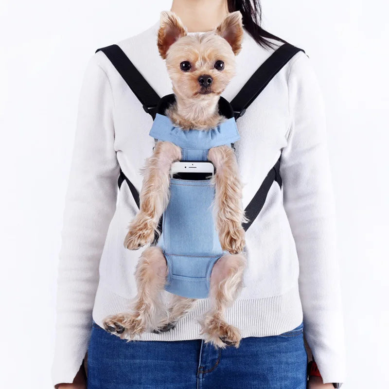 Denim Pet Dog Backpack Outdoor Bags