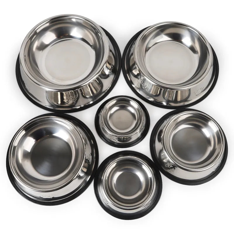 Skidproof Stainless Steel Pet Bowl - Anti-Ant Design, 6 Sizes