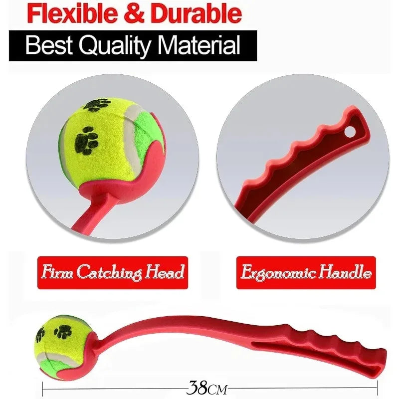 Dog Tennis Ball Launcher - Pet Throwing Stick for Outdoor Training & Play