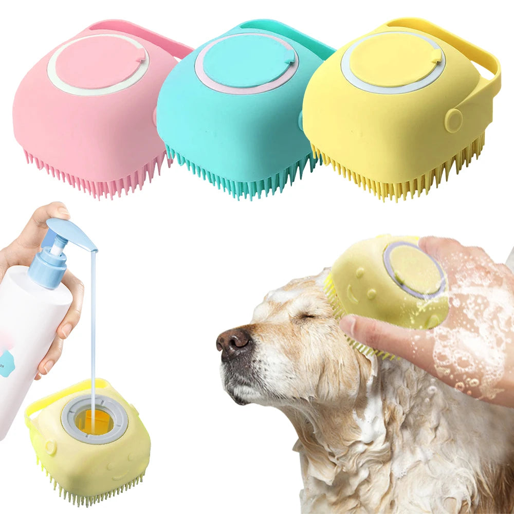 Soft Silicone Pet Bath Brush - Grooming & Massage Glove