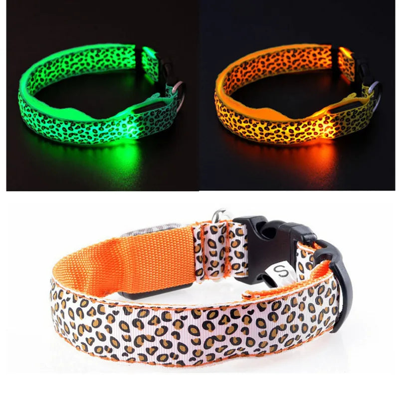 Collare luminoso a LED per cani con leopardo