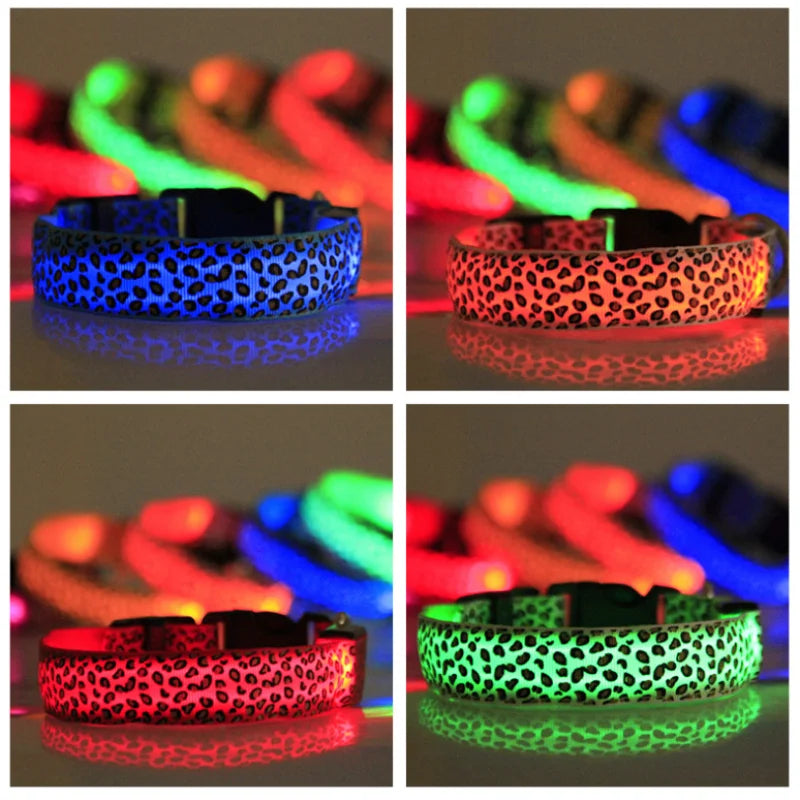 Collare luminoso a LED per cani con leopardo