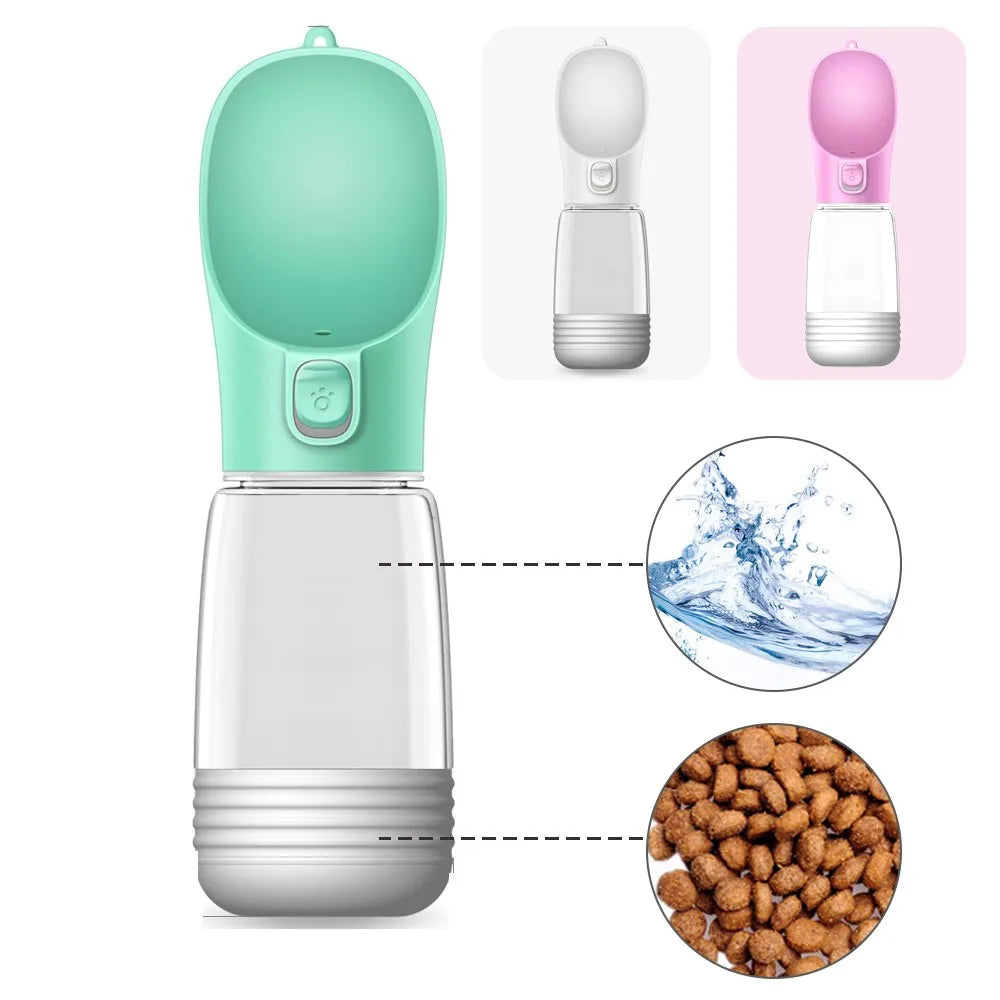 Portable Dog Water Bottle & Food Container - Travel Dispenser & Bowl